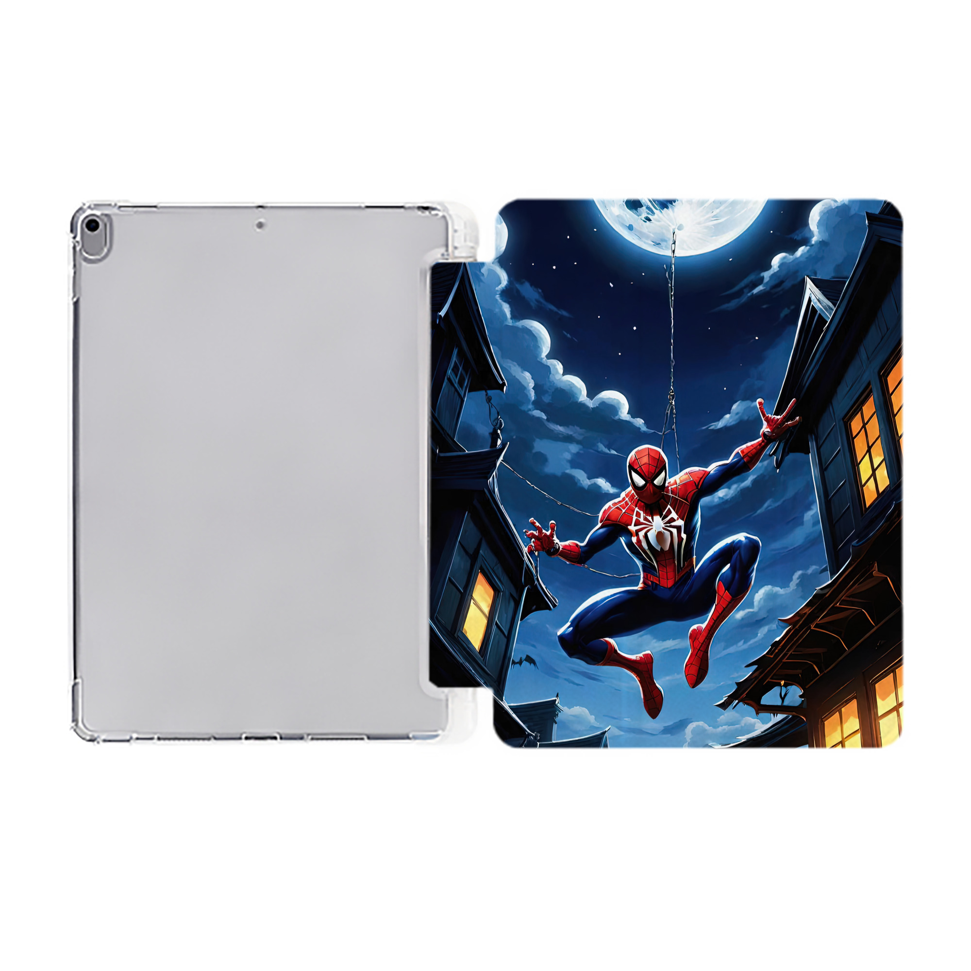 （画像用） Spider Man スパイダーマン IPad ケース ペン収納付き 三つ折りスタンド PUレザー×シリコン 対応機種9.5/10.5/10.9インチ